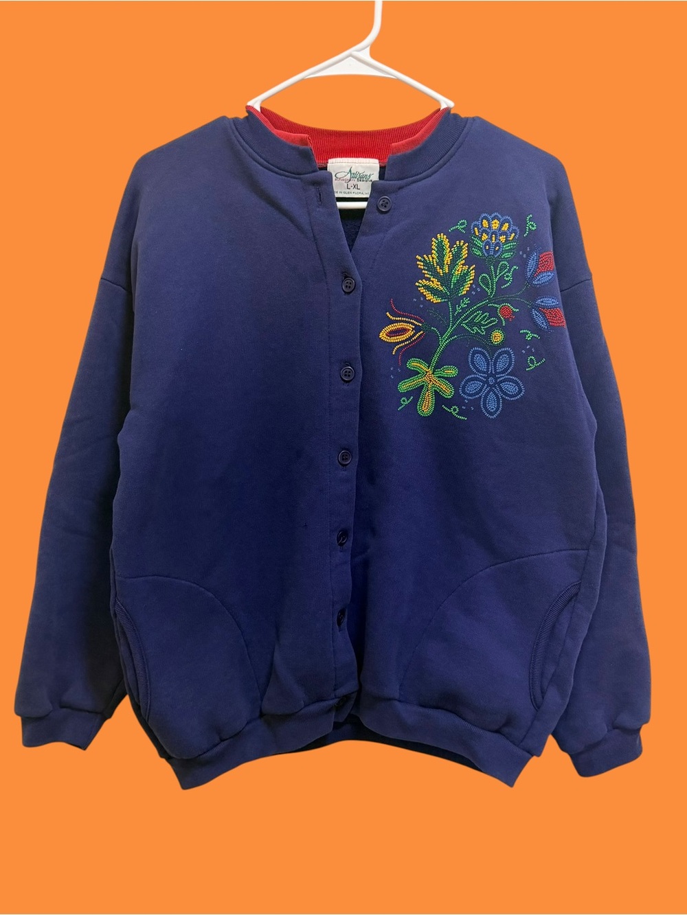 Vintage Artisans Sunshine Designs Floral Button-Up Sweatshirt